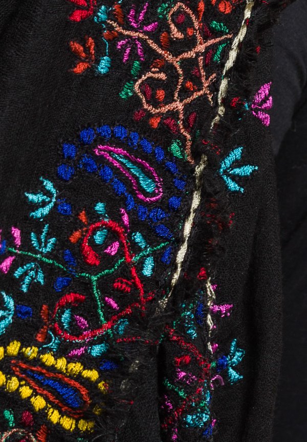 Faliero Sarti Embroidered Lama Scarf Black