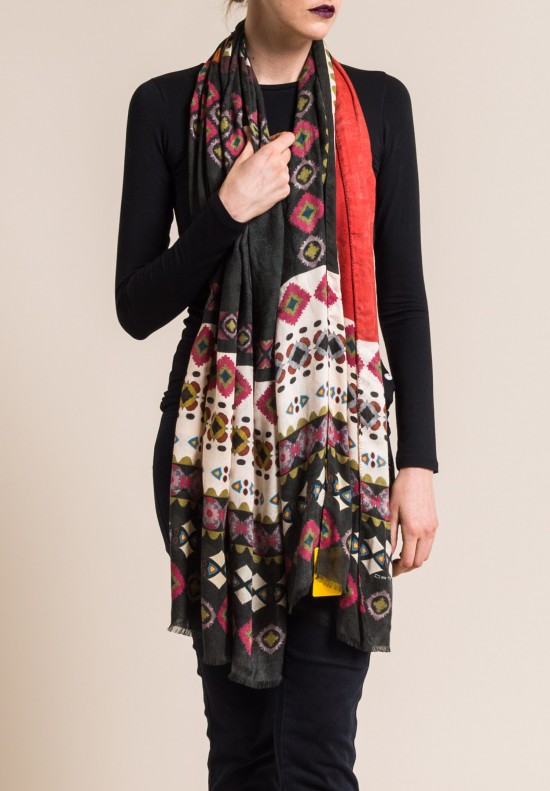 Etro Modal Multi-Print Scarf in Black/Orange | Santa Fe Dry Goods ...