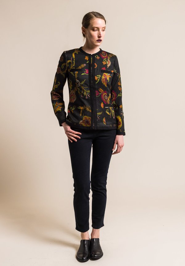 Etro Jacquard Violante Floral Print Jacket in Black