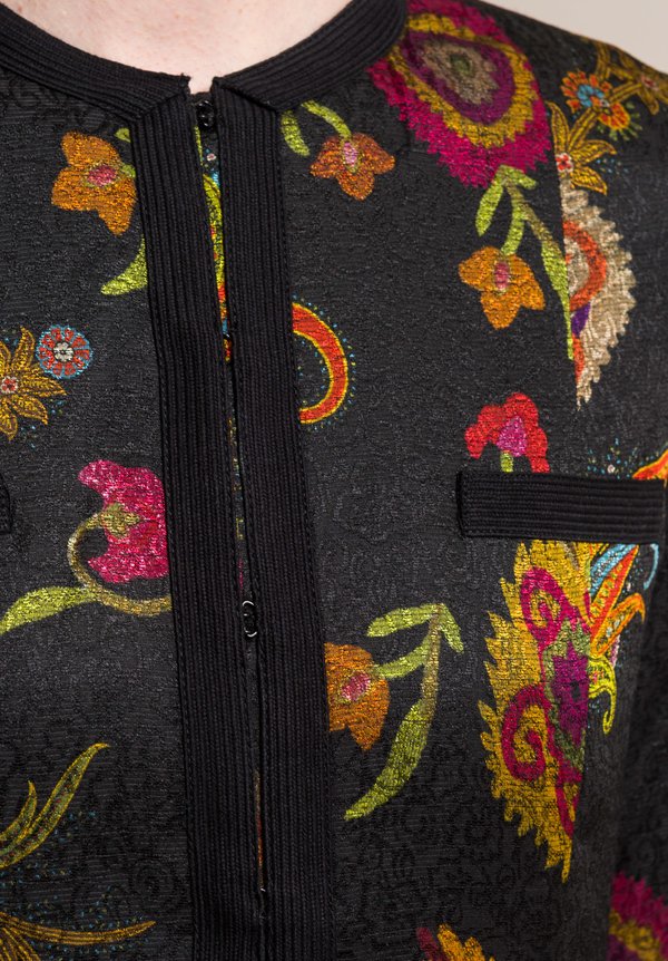 Etro Jacquard Violante Floral Print Jacket in Black