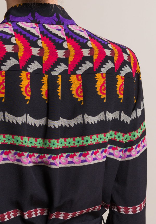 Etro Printed Silk Belted Ipomea Blouse in Black | Santa Fe Dry Goods ...