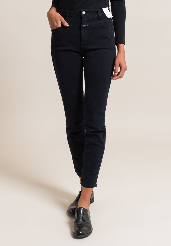 Closed Skinny Pusher High-Rise Jeans in Blue Black	