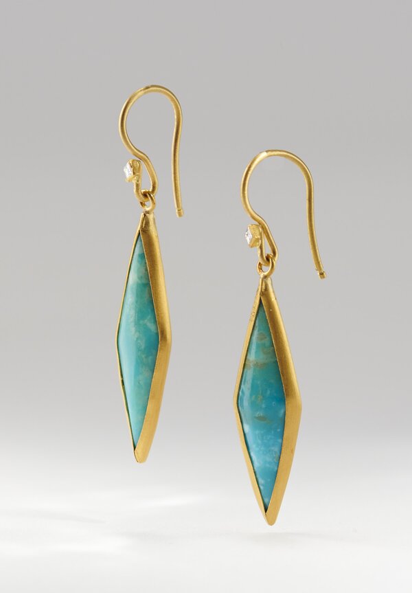 Lika Behar 24K Gold, Diamond Kingman Turquoise Kite Earrings