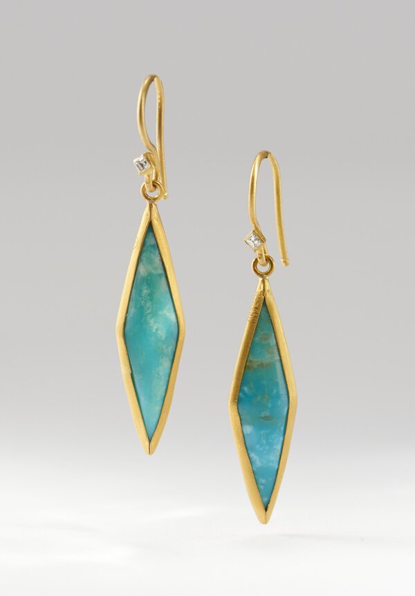 Lika Behar 24K Gold, Diamond Kingman Turquoise Kite Earrings