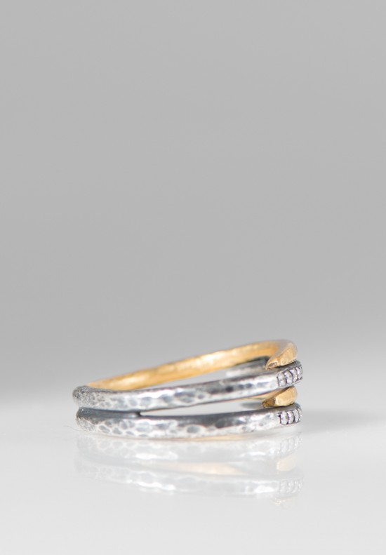 Lika Behar 24K, Oxid. Silver, Diamonds 4-Layer Zebra Ring