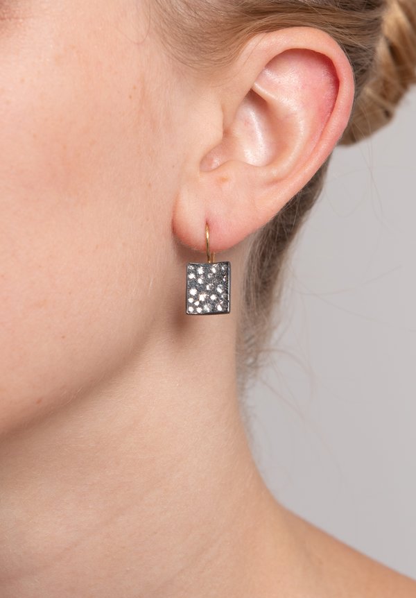 Tap by Todd Pownell 18k, Ox. Silver, Diamond Rectangle Earrings