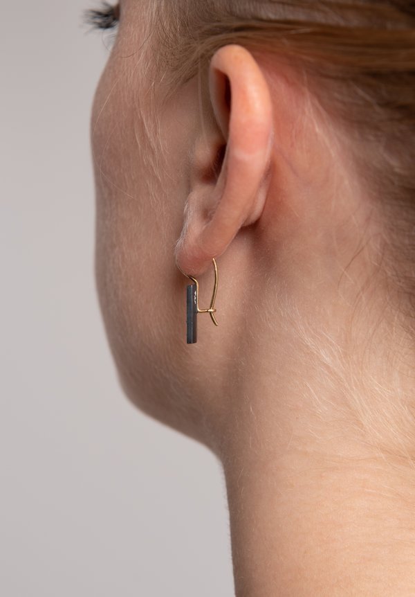 Tap by Todd Pownell 18k, Ox. Silver, Diamond Rectangle Earrings