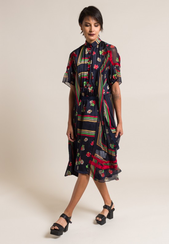 Sacai Floral Print Dress in Navy | Santa Fe Dry Goods . Workshop . Wild ...