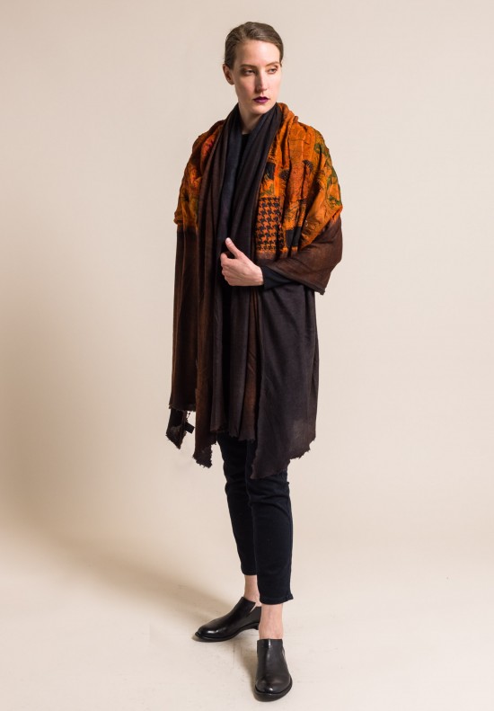Avant Toi Large Cashmere/Silk Felted Patchwork Scarf in Equator