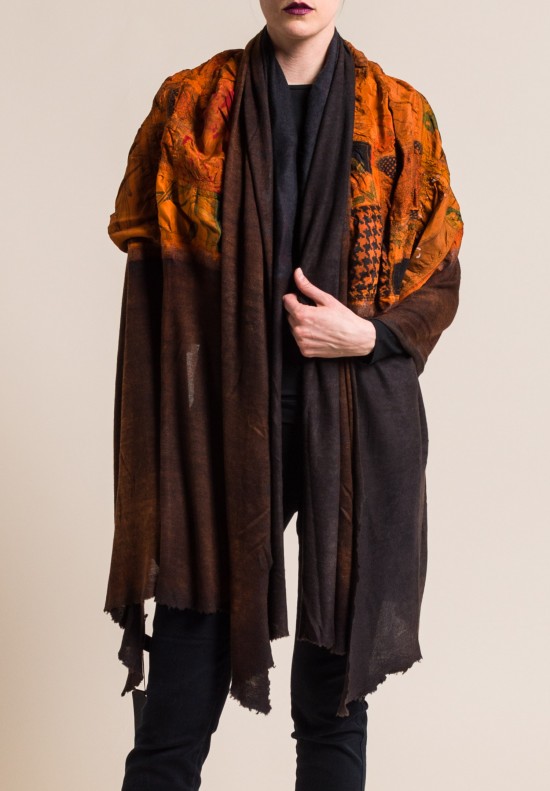 Avant Toi Large Cashmere/Silk Felted Patchwork Scarf in Equator