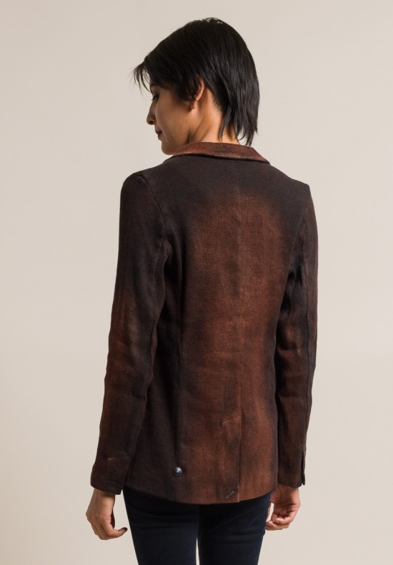 Avant Toi Cotton/Linen Hand Painted Ombre Jacket in Cocoa	