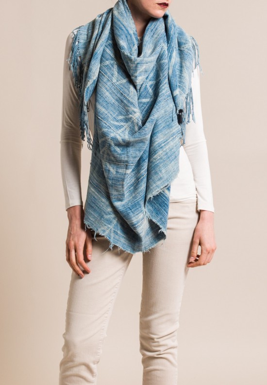 Sandra Herzon Large Indigo Blanket in Faded Indigo