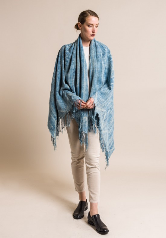 Sandra Herzon Large Indigo Blanket in Faded Indigo