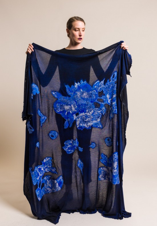 Avant Toi Jumbo Cashmere/Silk Floral Applique Scarf China