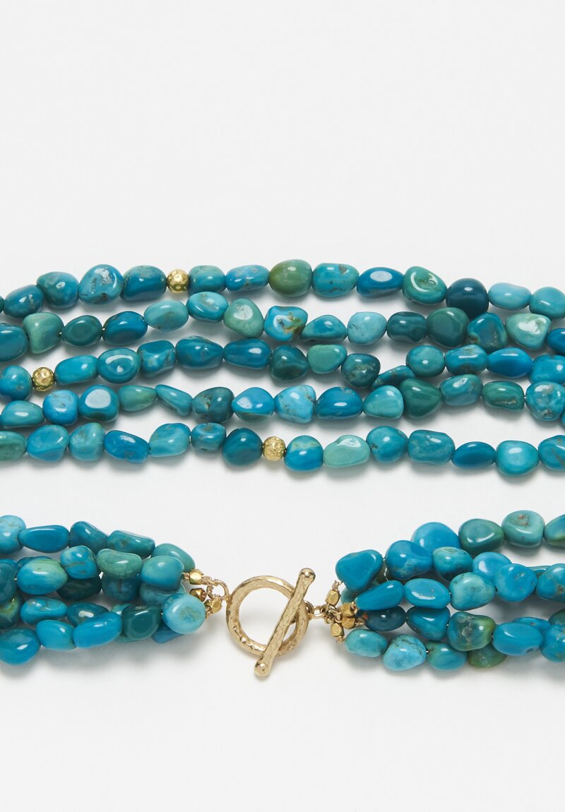 Greig Porter 18K, Sleeping Beauty Turquoise Long 5 Strand Necklace