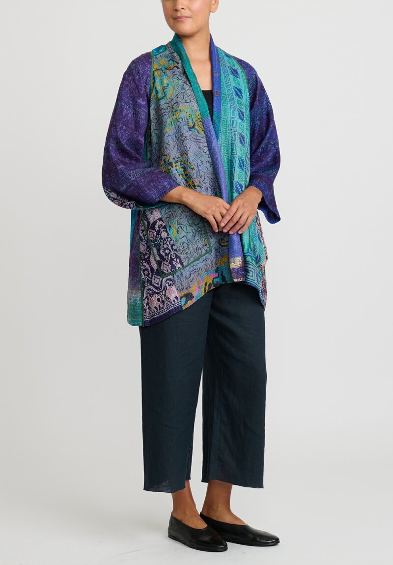 Mieko Mintz 2-Layer A-Line Jacket in Turquoise/ Purple	