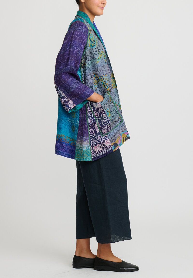 Mieko Mintz 2-Layer A-Line Jacket in Turquoise/ Purple	