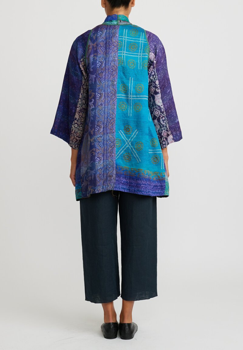 Mieko Mintz 2-Layer A-Line Jacket in Turquoise/ Purple	