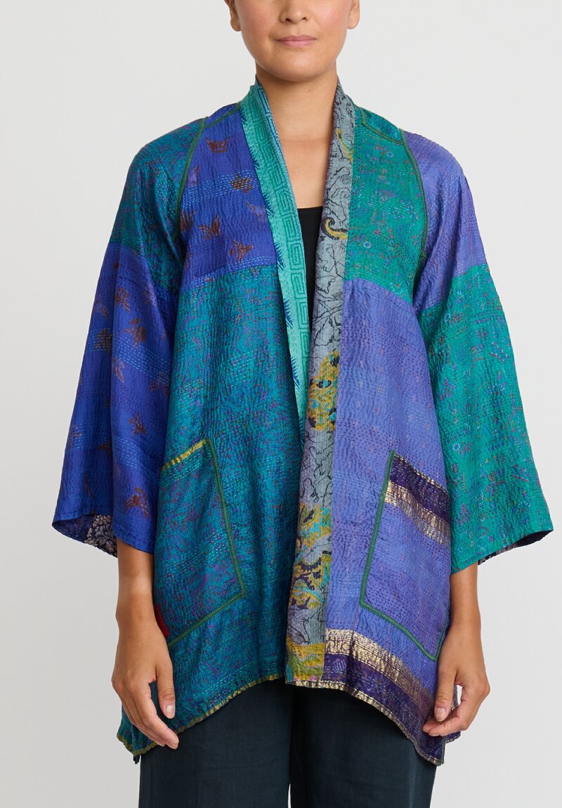 Mieko Mintz 2-Layer A-Line Jacket in Turquoise/ Purple	
