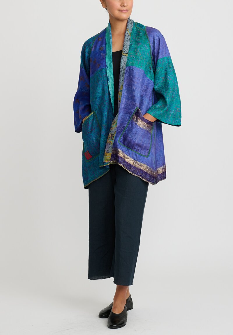 Mieko Mintz 2-Layer A-Line Jacket in Turquoise/ Purple	