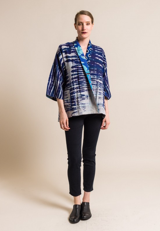 Mieko Mintz 2-Layer Indigo Stream Shibori Kimono Jacket