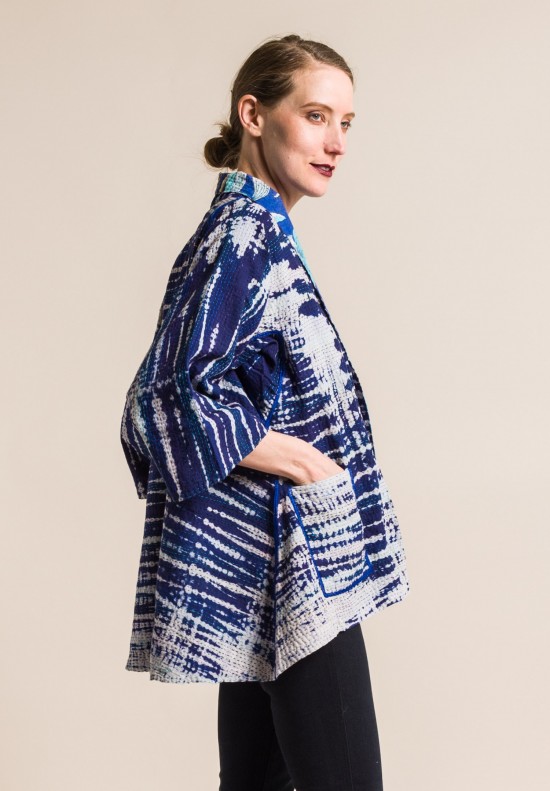 Mieko Mintz 2-Layer Indigo Stream Shibori Kimono Jacket