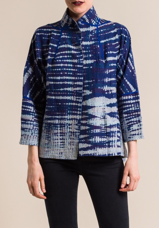 Mieko Mintz Indigo Stream Shibori Short Flare Jacket