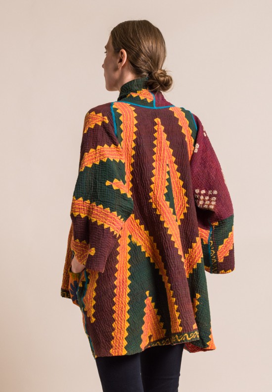 Mieko Mintz 4-Layer Vintage Cotton Kimono Jacket in Orange/Brown ...