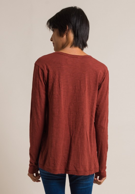 Wilt Long Sleeve Shrunken Pointed Hem Tee in Pepper