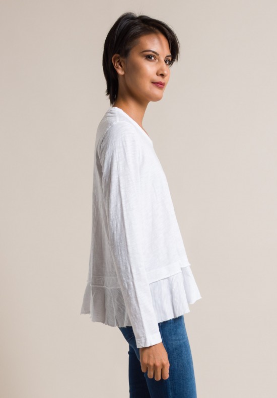 Wilt Long Sleeve Mock Layered Shrunken Tee in Whit
