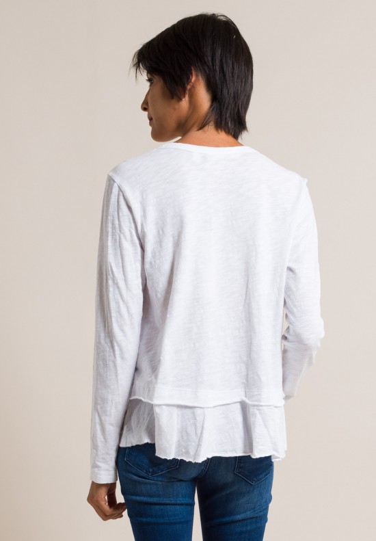 Wilt Long Sleeve Mock Layered Shrunken Tee in Whit