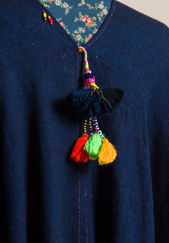 Pero Wool Embroidered and Beaded Poncho Jacket in Multicolor