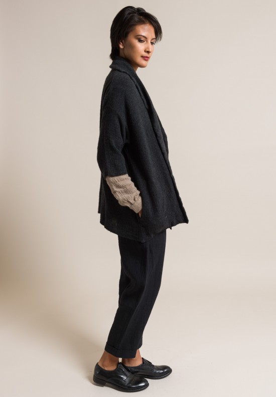 kaval Fine Cashmere Gauze Stole Jacket in Charcoal
