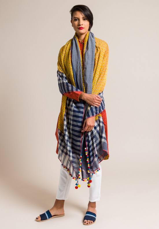 Pero Large Rumal Scarf in Yellow Floral