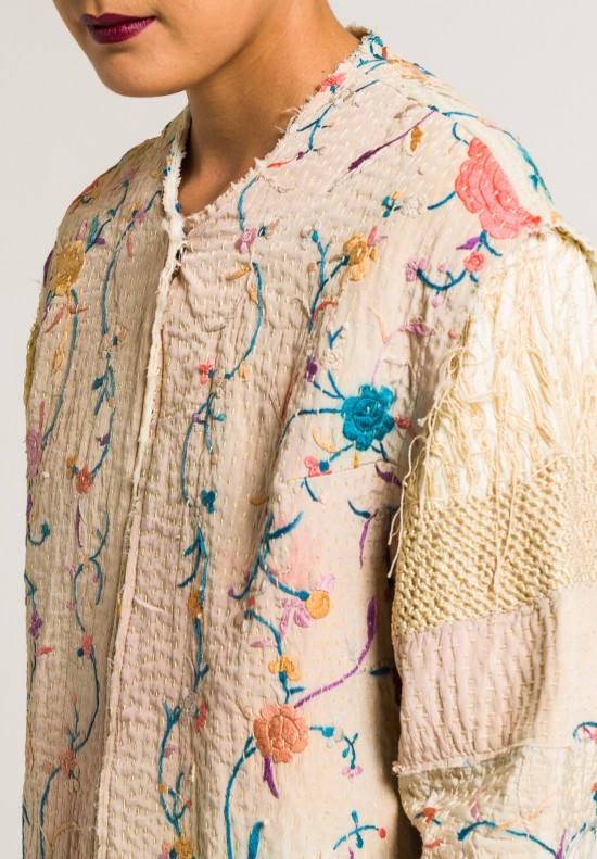 By Walid Antique Silk Piano Shawl Reshma Jacket in Light Pink