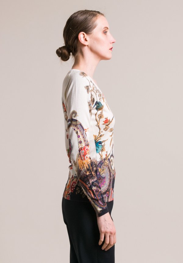 Etro Silk/Cashmere Paisley & Floral Sweater