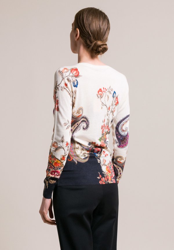 Etro Silk/Cashmere Paisley & Floral Sweater