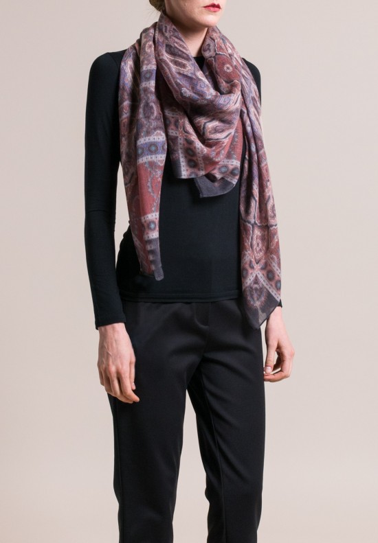 Etro Cashmere Bombay Scarf in Pale Red