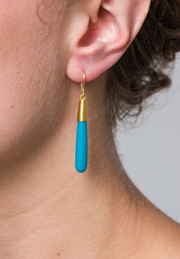 Yossi Harari 24k, Turquoise Roxanne Cone Earrings