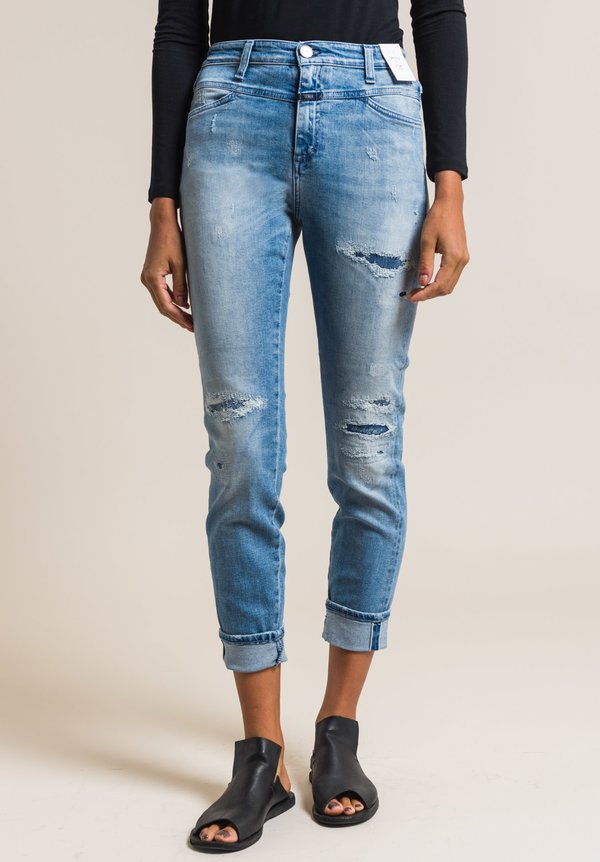 Closed Skinny Pusher Distressed High-Rise Jeans in Vintage