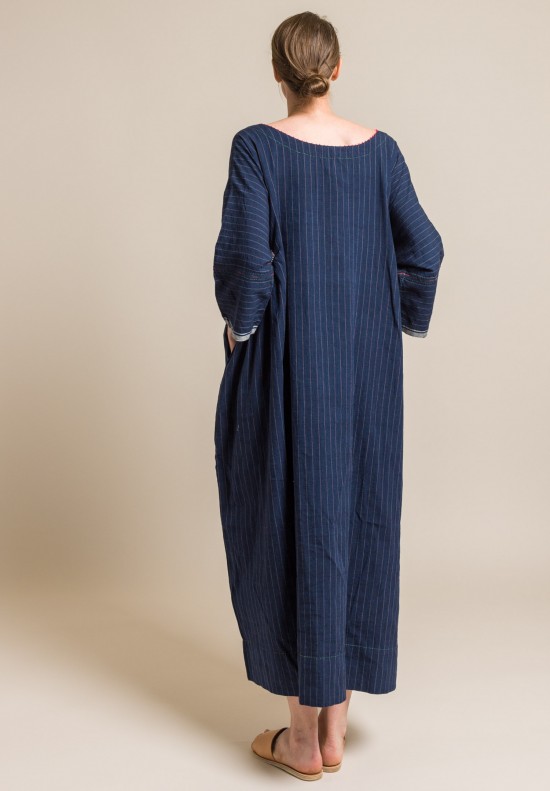 Pero Linen/Cotton Striped and Embellished Long Dress
