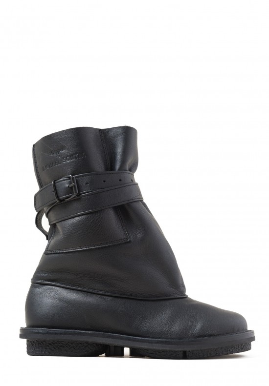 Trippen Fold Fur-Lined Short Boot in Black