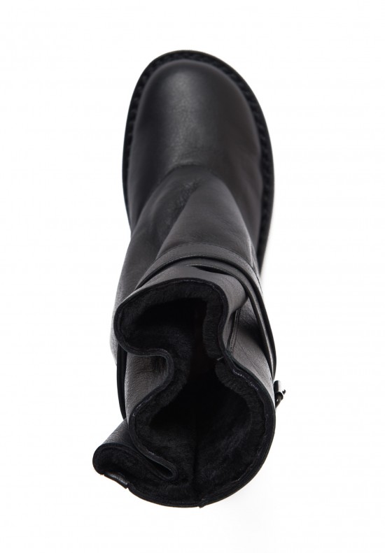 Trippen Fold Fur-Lined Short Boot in Black