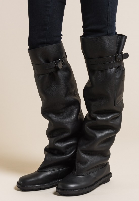 Trippen Knee High Fold Boot in Black