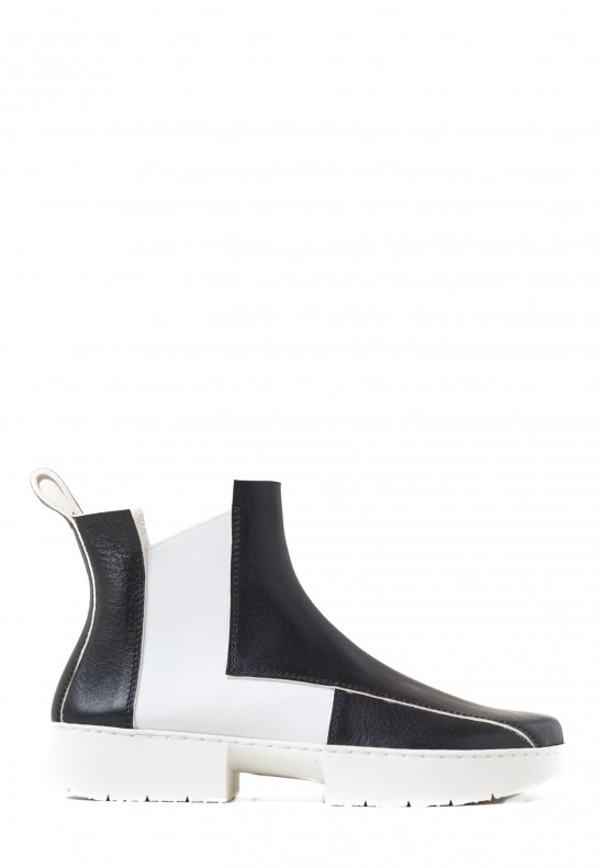 Trippen Crust Ankle Boot in Black/White