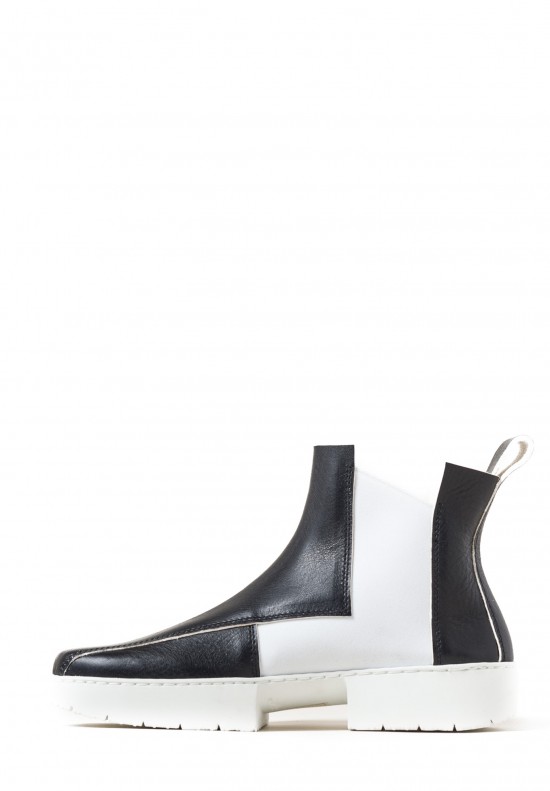 Trippen Crust Ankle Boot in Black/White