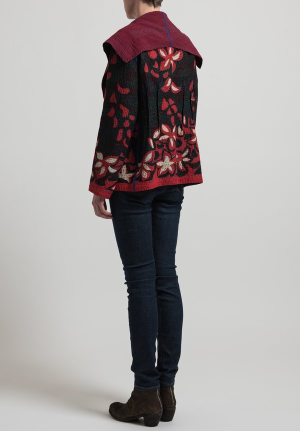 Mieko Mintz 4-Layer Holiday Flower Jacket in Red/ Black	
