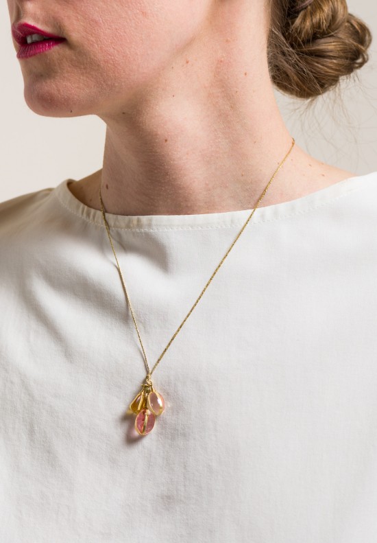 Pippa Small 18K, Amber, Tourmaline, Rose Quartz Parcel Pendants Necklace