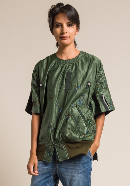 Sacai Floral Embroidered Top in Khaki | Santa Fe Dry Goods . Workshop ...