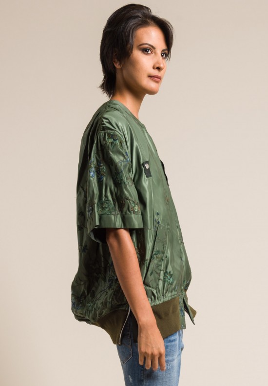 Sacai Floral Embroidered Top in Khaki